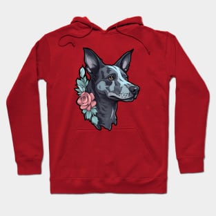 Floral black dog Hoodie